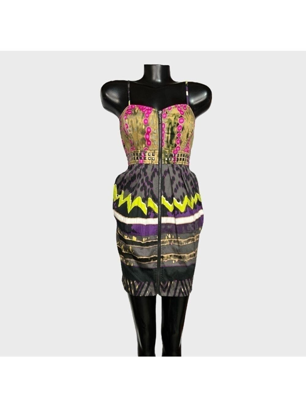 Kouture Kimora Colorful Mini Dress Zip Front Pockets Dopamine Adjustable Straps
